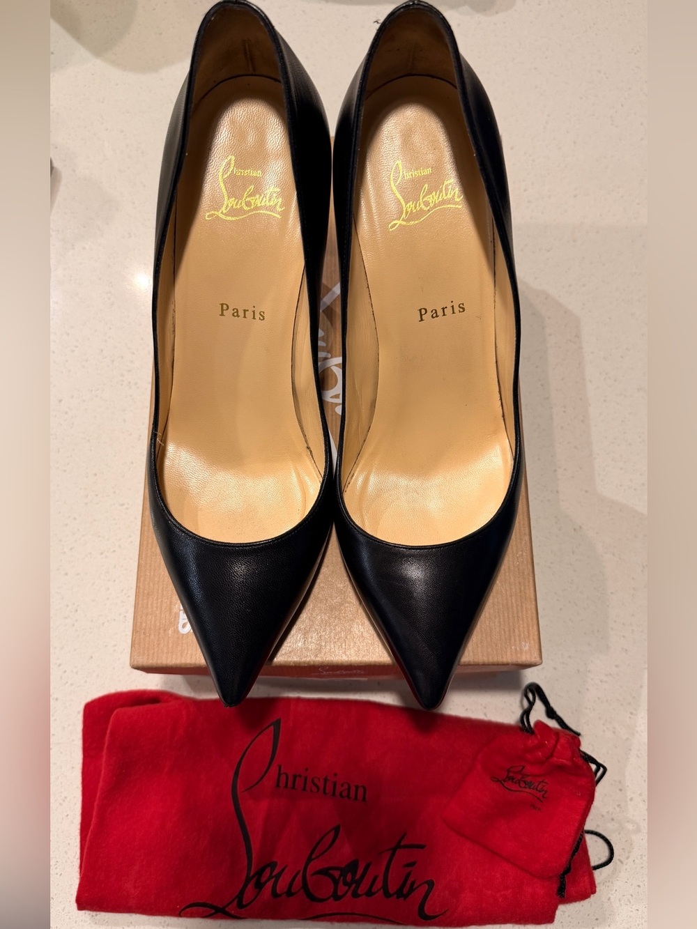 Christian Louboutin Pigalle 85 Black Leather Pumps 40.5 with Box
